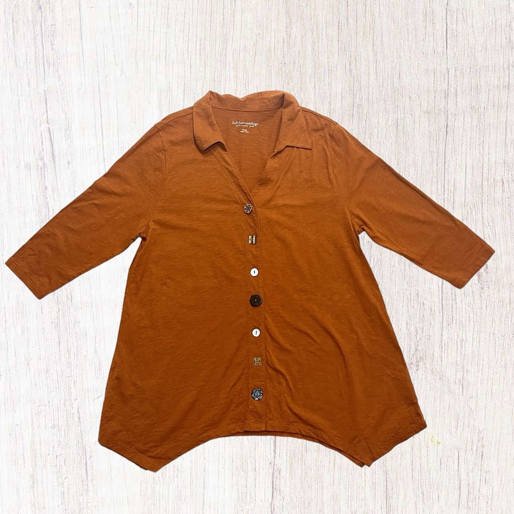 Soft Surroundings Danielle V Neck Button Up Top